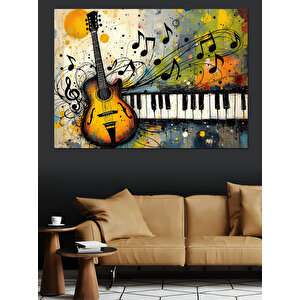 Müzikal Patlama Dekoratif Kanvas - Mdf Ahşap Tablo
