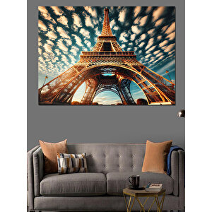 Altından Eyfel Kulesi Dekoratif Kanvas - Mdf Ahşap Tablo