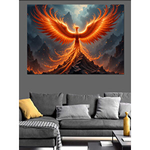 Alevli Anka Kuşu Dekoratif Kanvas - Mdf Ahşap Tablo