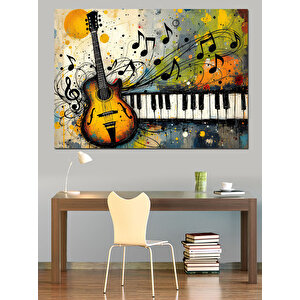 Müzikal Patlama Dekoratif Kanvas - Mdf Ahşap Tablo 50x70 cm