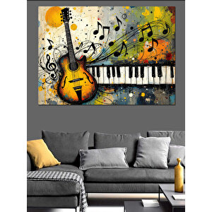 Müzikal Patlama Dekoratif Kanvas - Mdf Ahşap Tablo