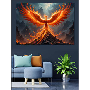 Alevli Anka Kuşu Dekoratif Kanvas - Mdf Ahşap Tablo 50x70 cm