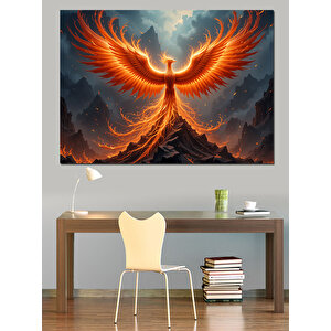 Alevli Anka Kuşu Dekoratif Kanvas - Mdf Ahşap Tablo