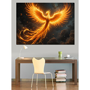 Alevli Anka Kuşu Uçuşta Dekoratif Kanvas - Mdf Ahşap Tablo 100x140 cm