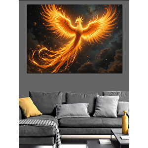 Alevli Anka Kuşu Uçuşta Dekoratif Kanvas - Mdf Ahşap Tablo 100x140 cm