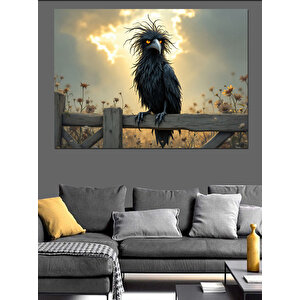 Sisli Tel Üzerinde Kuş Dekoratif Kanvas - Mdf Ahşap Tablo 100x140 cm