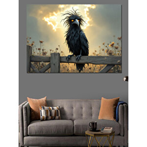 Sisli Tel Üzerinde Kuş Dekoratif Kanvas - Mdf Ahşap Tablo 50x70 cm