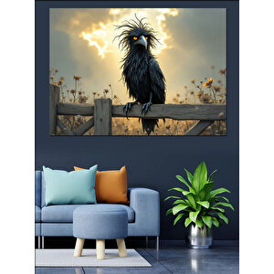 Sisli Tel Üzerinde Kuş Dekoratif Kanvas - Mdf Ahşap Tablo