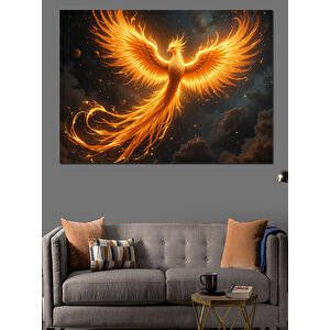 Alevli Anka Kuşu Uçuşta Dekoratif Kanvas - Mdf Ahşap Tablo