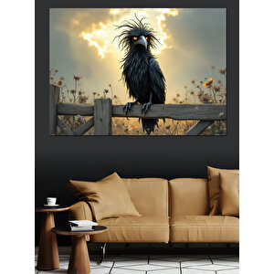 Sisli Tel Üzerinde Kuş Dekoratif Kanvas - Mdf Ahşap Tablo