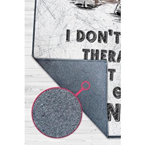 Koşmak Benim Terapim Pamuklu Dokuma Tabanlı Yıkanabilir Kaymaz Dekoratif Spor Sever Halısı 80x120 cm