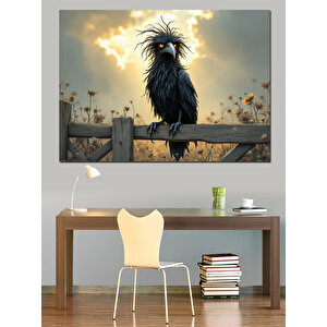 Sisli Tel Üzerinde Kuş Dekoratif Kanvas - Mdf Ahşap Tablo 70x100 cm