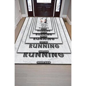 Homshtag Koşmak Benim Terapim Pamuklu Dokuma Tabanlı Yıkanabilir Kaymaz Dekoratif Spor Sever Halısı