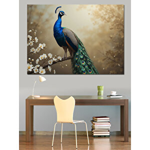 Tavus Kuşu Doğa Tablosu Dekoratif Kanvas - Mdf Ahşap Tablo 35x50 cm