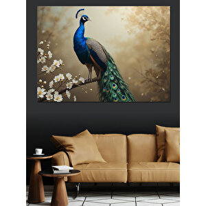 Tavus Kuşu Doğa Tablosu Dekoratif Kanvas - Mdf Ahşap Tablo 35x50 cm