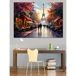 Eyfel Kulesi Sokak Işıkları Dekoratif Kanvas - Mdf Ahşap Tablo