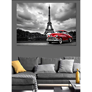 Eyfel Ve Klasik Araba Dekoratif Kanvas - Mdf Ahşap Tablo