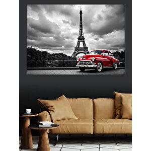 Eyfel Ve Klasik Araba Dekoratif Kanvas - Mdf Ahşap Tablo