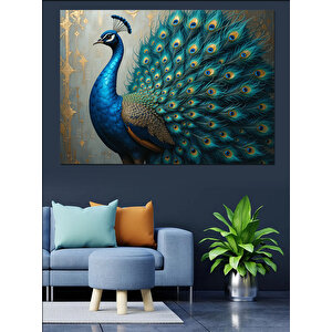 Tavus Kuşu Tüyleri Açık Dekoratif Kanvas - Mdf Ahşap Tablo 100x140 cm