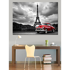 Eyfel Ve Klasik Araba Dekoratif Kanvas - Mdf Ahşap Tablo 70x100 cm