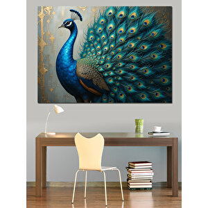 Tavus Kuşu Tüyleri Açık Dekoratif Kanvas - Mdf Ahşap Tablo