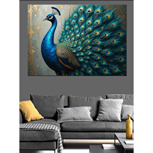 Tavus Kuşu Tüyleri Açık Dekoratif Kanvas - Mdf Ahşap Tablo