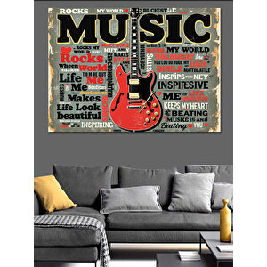 Retro Tipografi Müzik Poster Tasarımı Dekoratif Kanvas - Mdf Ahşap Tablo