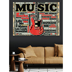 Retro Tipografi Müzik Poster Tasarımı Dekoratif Kanvas - Mdf Ahşap Tablo 100x140 cm