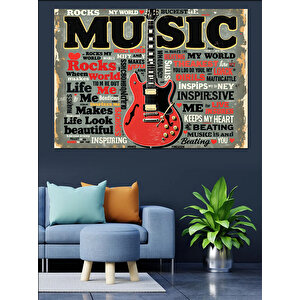 Retro Tipografi Müzik Poster Tasarımı Dekoratif Kanvas - Mdf Ahşap Tablo 100x140 cm