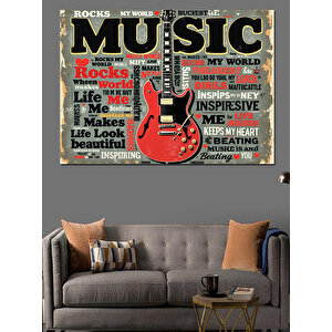 Retro Tipografi Müzik Poster Tasarımı Dekoratif Kanvas - Mdf Ahşap Tablo 100x140 cm