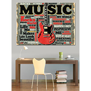 Retro Tipografi Müzik Poster Tasarımı Dekoratif Kanvas - Mdf Ahşap Tablo