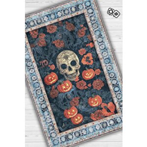 Kuru Kafa Bal Kabağı Temalı Dijital Baskılı Halı Dokuma Tabanlı Çok Renkli Salon Halısı 120x180 cm