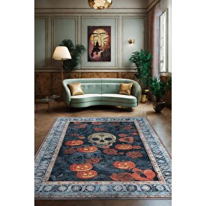 Kuru Kafa Bal Kabağı Temalı Dijital Baskılı Halı Dokuma Tabanlı Çok Renkli Salon Halısı 100x150 cm