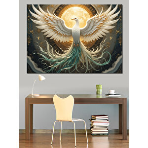 Işık Saçan Anka Kuşu Dekoratif Kanvas - Mdf Ahşap Tablo 35x50 cm
