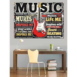Eski Tarz Müzik Posteri Dekoratif Kanvas - Mdf Ahşap Tablo 100x140 cm