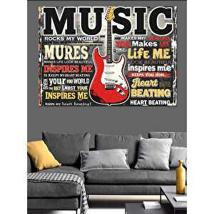 Eski Tarz Müzik Posteri Dekoratif Kanvas - Mdf Ahşap Tablo 100x140 cm