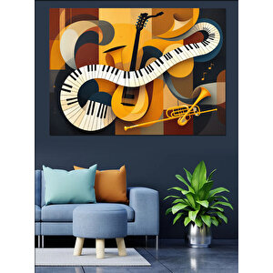 Soyut Müzik Enstrüman Tasarımı Dekoratif Kanvas - Mdf Ahşap Tablo 100x140 cm