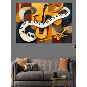Soyut Müzik Enstrüman Tasarımı Dekoratif Kanvas - Mdf Ahşap Tablo 100x140 cm