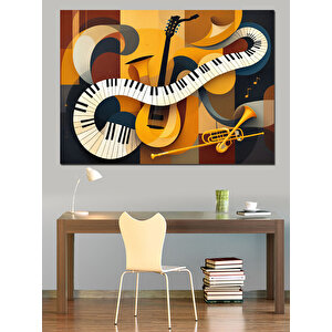 Soyut Müzik Enstrüman Tasarımı Dekoratif Kanvas - Mdf Ahşap Tablo 100x140 cm