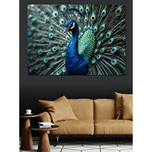 Tavus Kuşu Tüy Detayları Dekoratif Kanvas - Mdf Ahşap Tablo 70x100 cm