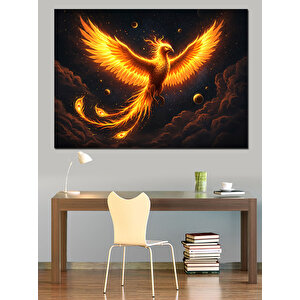 Alevli Anka Kuşu Uçuyor Dekoratif Kanvas - Mdf Ahşap Tablo