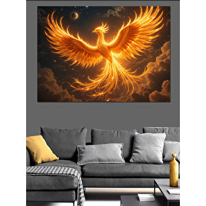 Alevli Anka Kuşu Dekoratif Kanvas - Mdf Ahşap Tablo 100x140 cm