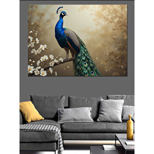 Tavus Kuşu Doğa Tablosu Dekoratif Kanvas - Mdf Ahşap Tablo 50x70 cm