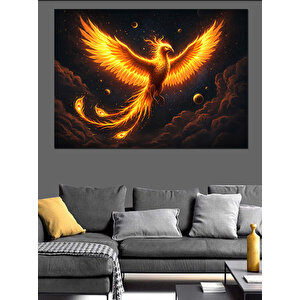 Alevli Anka Kuşu Uçuyor Dekoratif Kanvas - Mdf Ahşap Tablo 100x140 cm