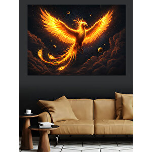 Alevli Anka Kuşu Uçuyor Dekoratif Kanvas - Mdf Ahşap Tablo 100x140 cm