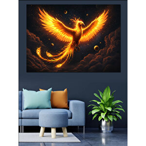 Alevli Anka Kuşu Uçuyor Dekoratif Kanvas - Mdf Ahşap Tablo 100x140 cm