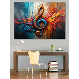 Müzikli Alev Sembolü Dekoratif Kanvas - Mdf Ahşap Tablo 35x50 cm