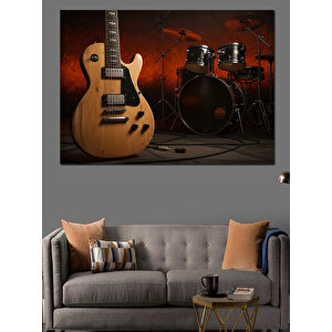 Müzikal Enstrüman Köşesi Dekoratif Kanvas - Mdf Ahşap Tablo