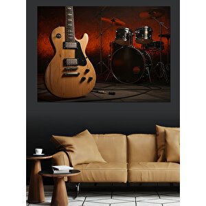 Müzikal Enstrüman Köşesi Dekoratif Kanvas - Mdf Ahşap Tablo 100x140 cm