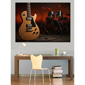 Müzikal Enstrüman Köşesi Dekoratif Kanvas - Mdf Ahşap Tablo